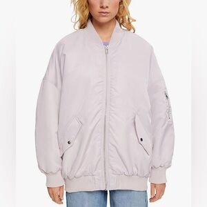 EDC Oversized Lavender Bomber Jacket, Quilted Lining Loose fit (Small, fits med)